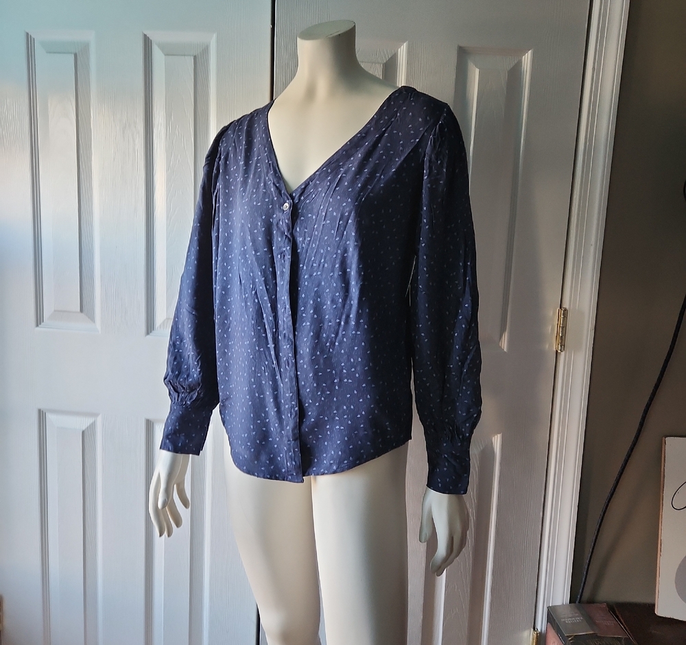 Susina Dark Blue Button-Up Blouse